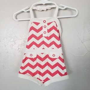 Janie and Jack Baby Girl 12-18 Months One Piece Swim Suit Pink White Chevron